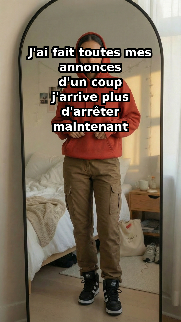 AI model photo after — red hoodie on model