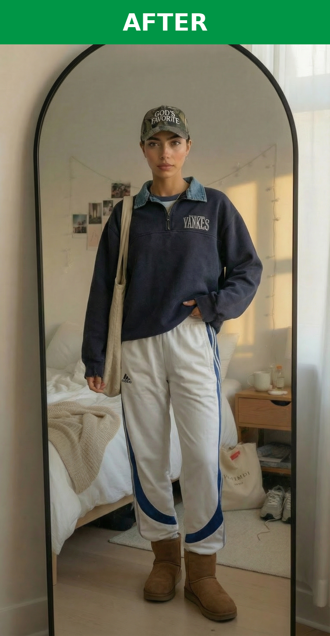 AFTER: AI model wearing the Maqam abaya with refined accessories